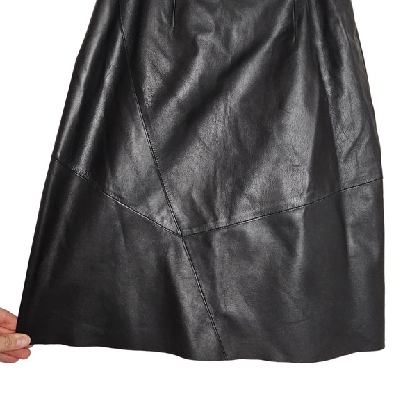 Anne Klein Women's Black Leather Skirt Laser Cut Detail Size 6 - Picture 8 of 8